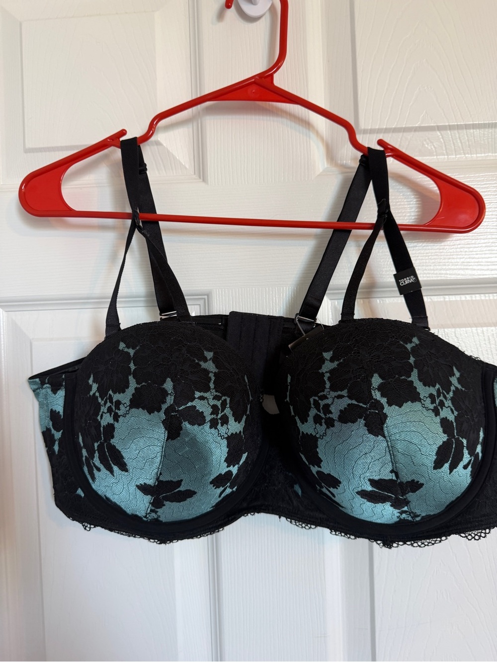 Torrid Curve Satin and Lace Underwire Bra in Teal and Black